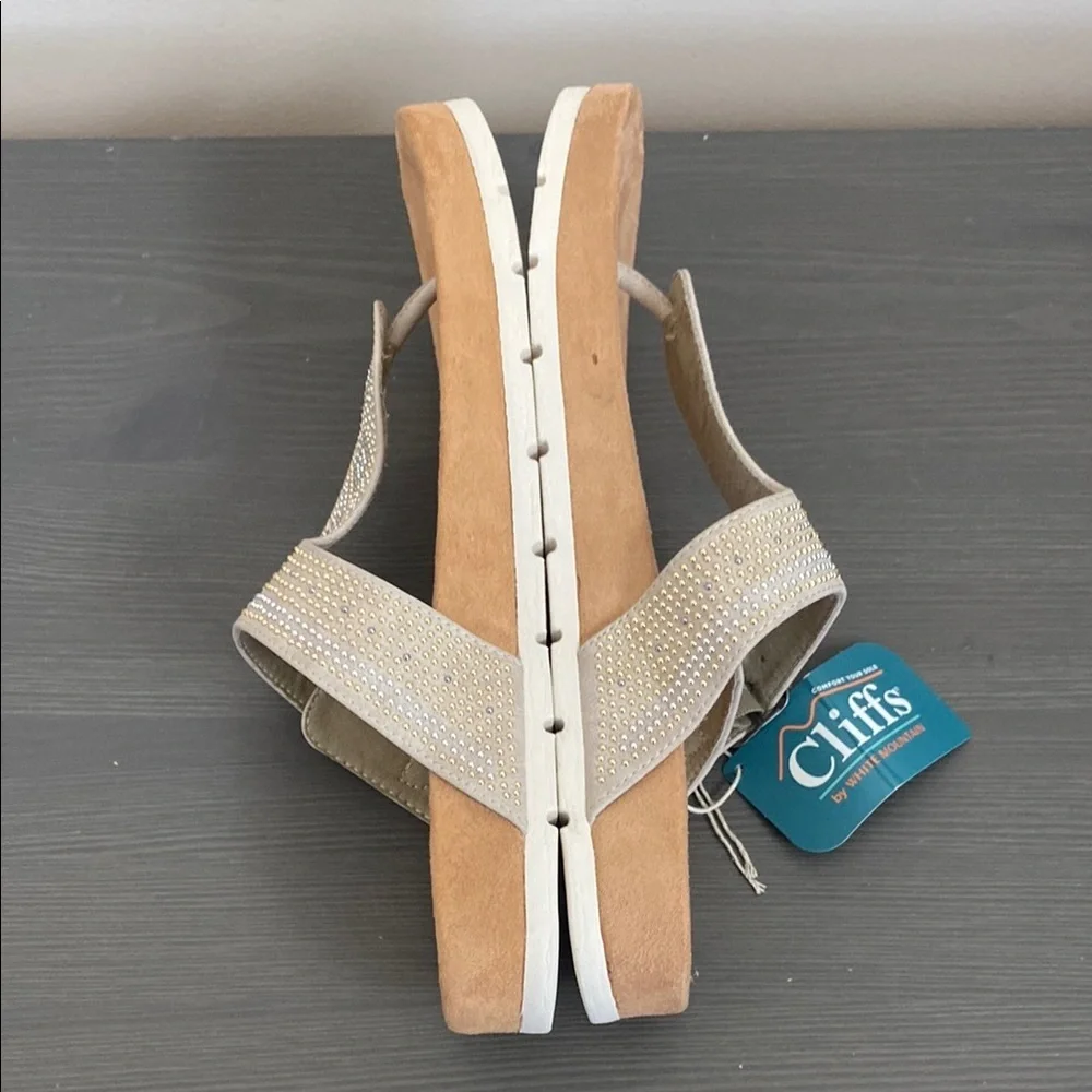 Cliffs By‎ White Mountain Tracy Thong Sandal Slip On Sparkle Studded Upper Sz 10